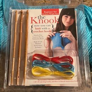 The Knook Beginner Set with Medium Weight Yarn - Red, Blue, Yellow